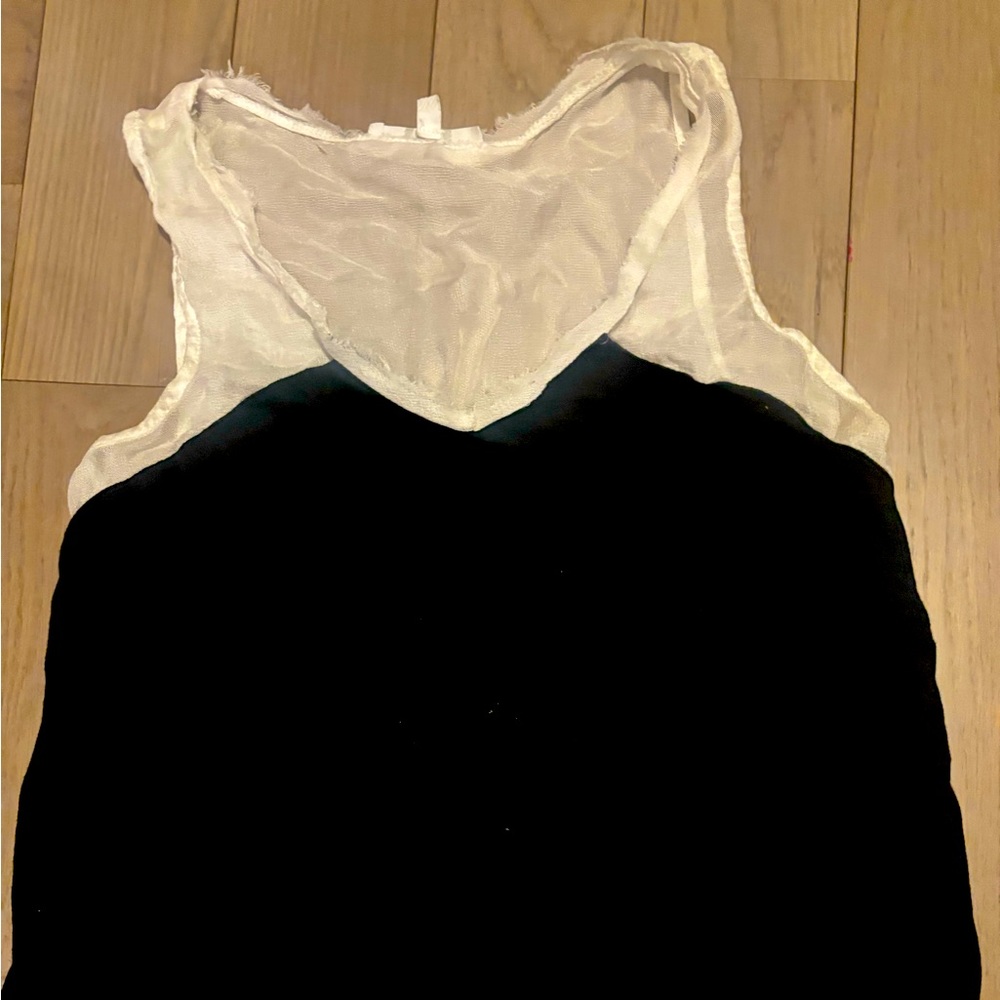 Aryn K Distressed Black and White Tank